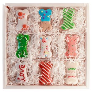 Festive Bone-Shaped Dog Biscuits Holiday Gift Box